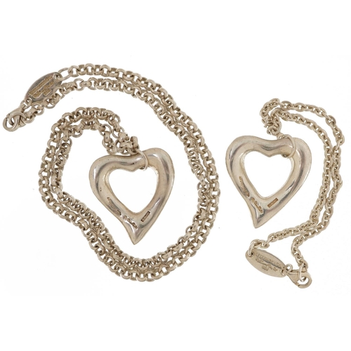 2271 - Paloma Picasso for Tiffany, silver love heart necklace and bracelet, 44cm and 18cm in length, 31.7g