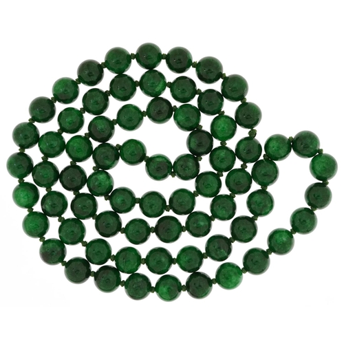 2617 - Polished malachite bead necklace, 80cm in length, 105.8g