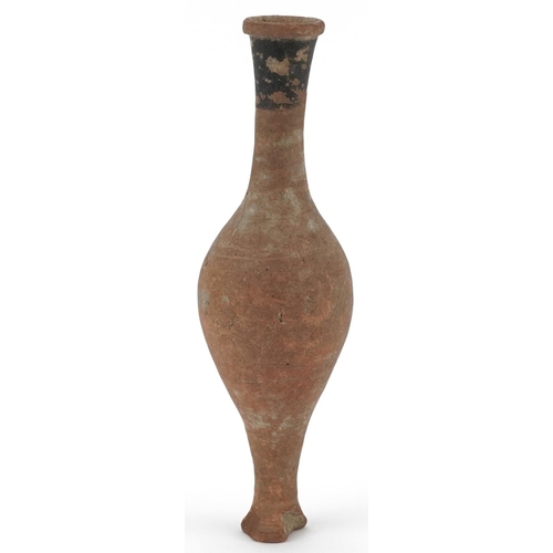 522 - Antique terracotta fusiform unguentarium, possibly Roman, 18cm high