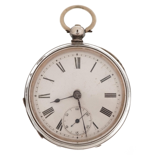 2263 - Swiss 935 grade silver gentlemen's key wind open face pocket watch having enamelled dial with Roman ... 