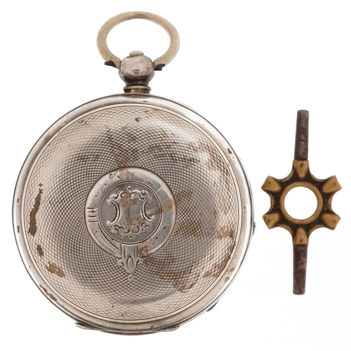 2263 - Swiss 935 grade silver gentlemen's key wind open face pocket watch having enamelled dial with Roman ... 