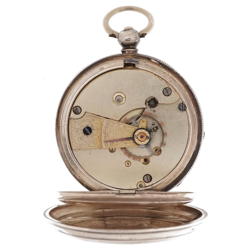 2263 - Swiss 935 grade silver gentlemen's key wind open face pocket watch having enamelled dial with Roman ... 