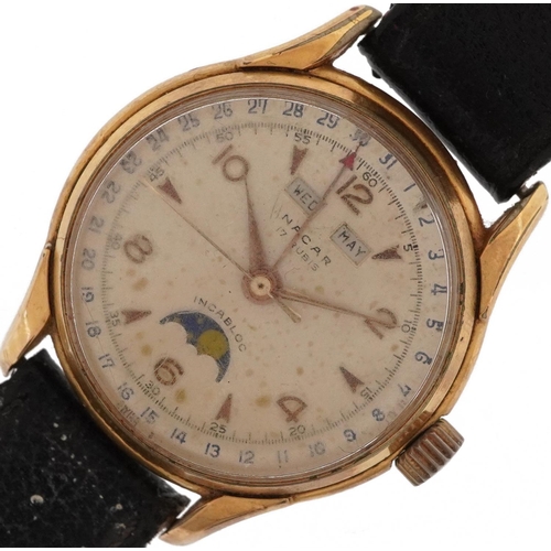 2196 - Nacar, vintage gentlemen's manual wind  wristwatch having moon phase dial with Arabic numerals and d... 