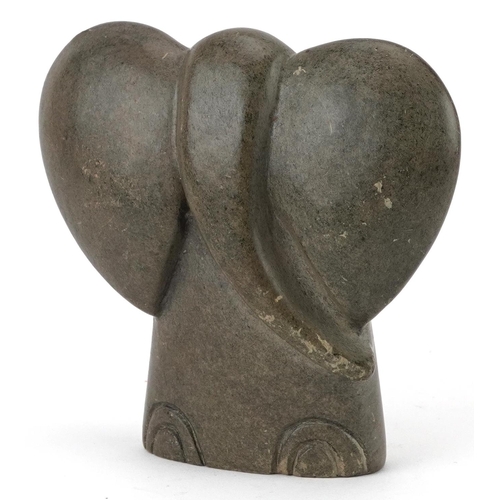 1332 - Modernist stone carving of an elephant incised Charles Tendai to the base, 11.5cm high