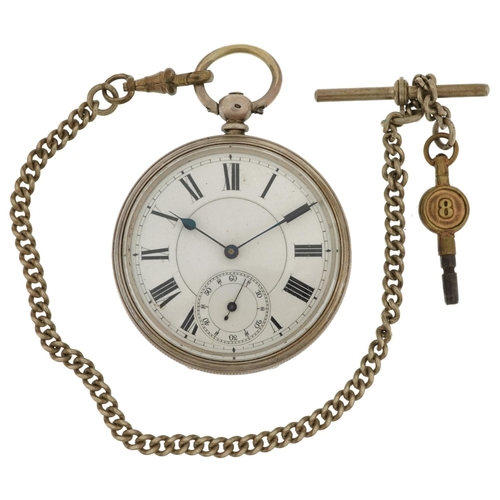 2734 - Gentlemen's 800 grade silver open face key wind pocket watch housed in a silver mounted and leather ... 