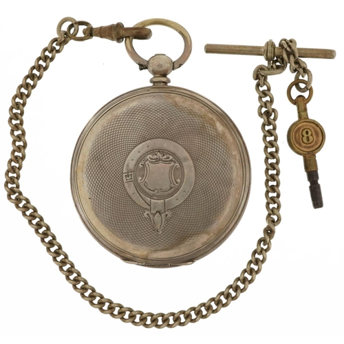 2734 - Gentlemen's 800 grade silver open face key wind pocket watch housed in a silver mounted and leather ... 