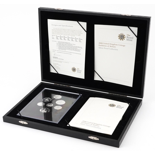 1655 - Elizabeth II 2008 United Kingdom coinage Emblems of Britain Silver Proof collection by The Royal Min... 