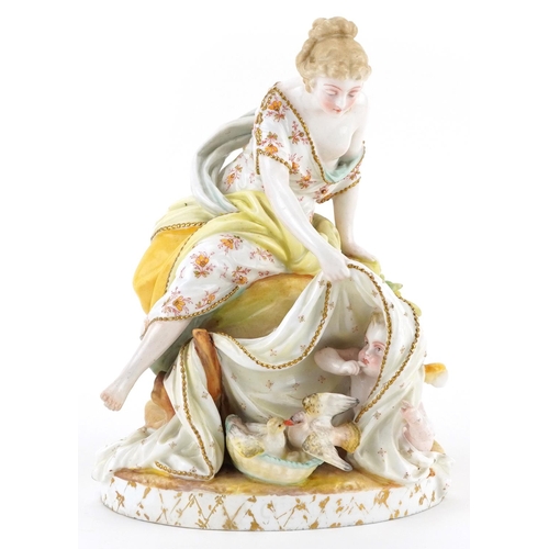 73 - Vion et Baury, 19th century Paris porcelain figure group of a scantily dressed female and Putti hidi... 