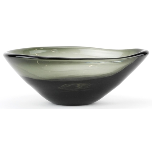 353 - Scandinavian smoky glass centre bowl, 28.5cm wide