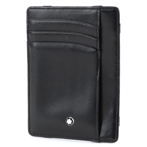 1282 - Montblanc, German black leather card holder with dust bag, 11.5cm x 8.5cm