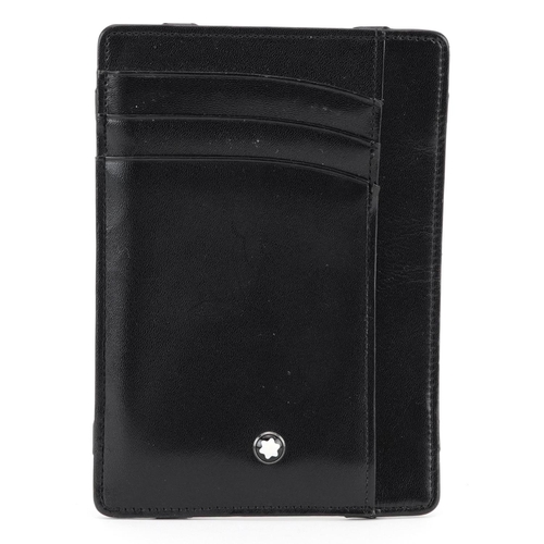 1282 - Montblanc, German black leather card holder with dust bag, 11.5cm x 8.5cm