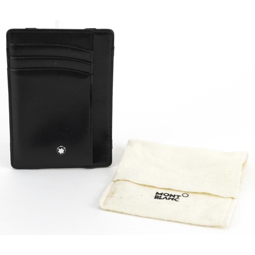 1282 - Montblanc, German black leather card holder with dust bag, 11.5cm x 8.5cm