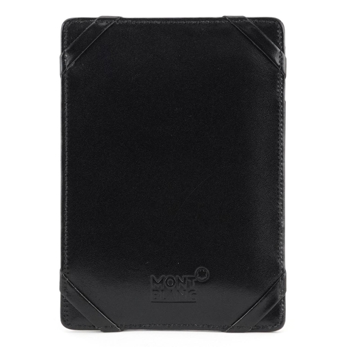 1282 - Montblanc, German black leather card holder with dust bag, 11.5cm x 8.5cm