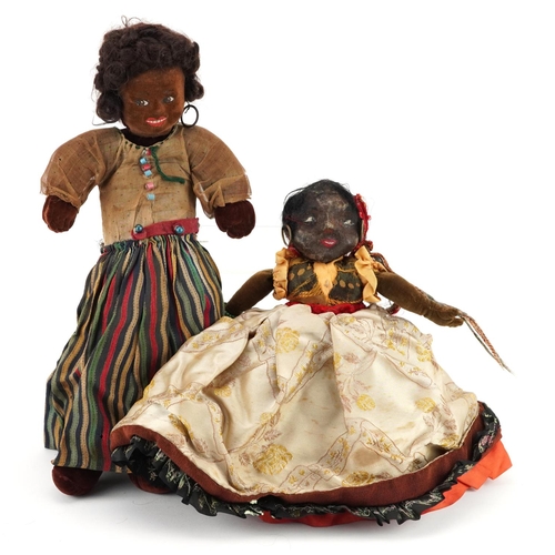 1610 - Two vintage dolls including a double sided example, possibly Brazilian, the largest 38cm high