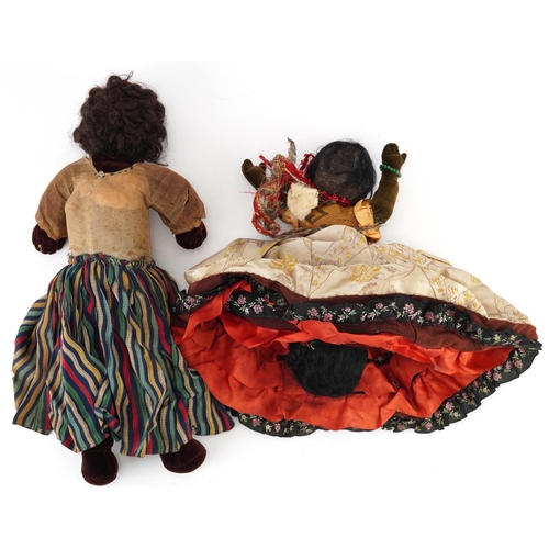 1610 - Two vintage dolls including a double sided example, possibly Brazilian, the largest 38cm high