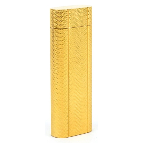 36 - Cartier, gold plated French engine turned pocket lighter with box numbered D24339, 7cm high