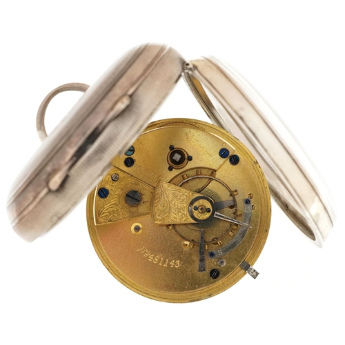 2096 - The Express English Lever, Victorian gentlemen's silver key wind open face pocket watch having ename... 