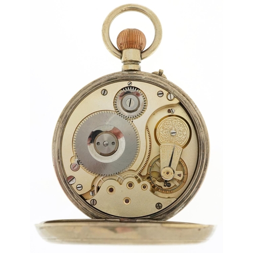 2695 - Gentlemen's white metal keyless eight day keyless Goliath eight day pocket watch having enamelled an... 