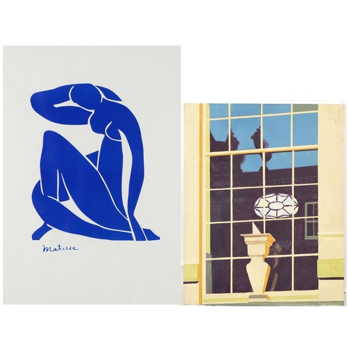 1121A - After Henri Matisse - Print of a nude female and an oil on canvas, the largest framed and glazed, 69... 