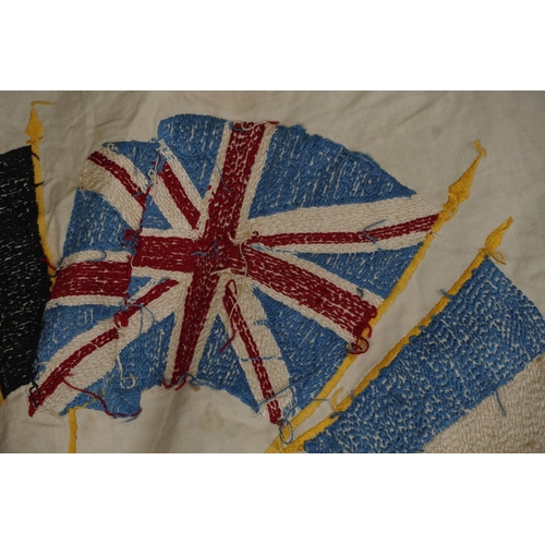 654 - Large military interest embroidered textile with Royal Engineers motifs, 210cm x 170cm