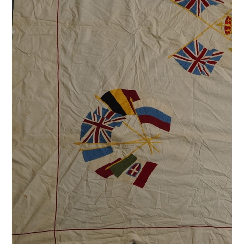 654 - Large military interest embroidered textile with Royal Engineers motifs, 210cm x 170cm