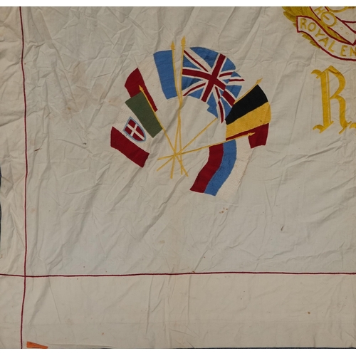 654 - Large military interest embroidered textile with Royal Engineers motifs, 210cm x 170cm