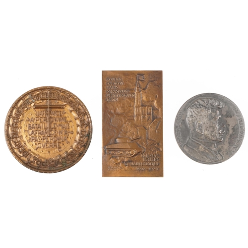 1681 - Three commemorative cast metal medallions including examples of busts of Professor MUDr. Jan Jansky ... 