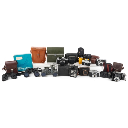 1259 - Vintage and later cameras and binoculars including Kodak and Sussex Armoury Apollo, 7 x 50