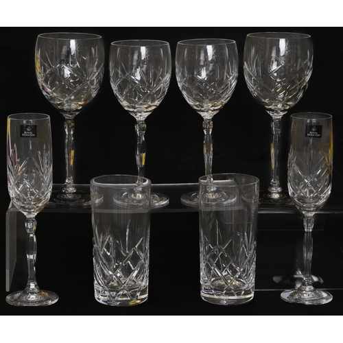 1173 - Four pairs of Royal Doulton crystal glasses, the largest each 21cm high