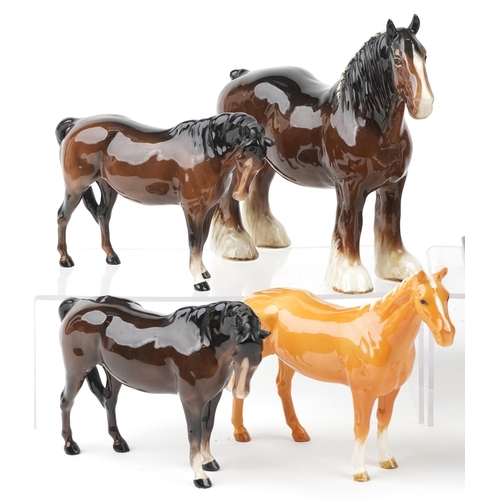 1178 - Eight Beswick horses including two Shire examples and an Italian sculpture of a horse and foal by De... 