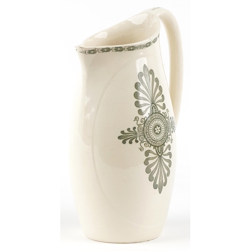 456 - Maison of Longchamp, French Art Nouveau jug transfer printed with stylised floral motifs, 35.5cm hig... 