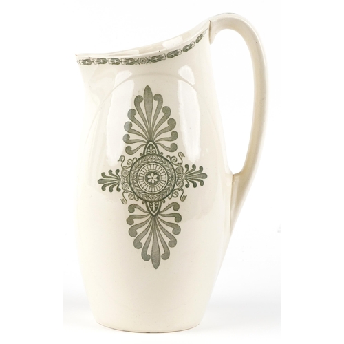 456 - Maison of Longchamp, French Art Nouveau jug transfer printed with stylised floral motifs, 35.5cm hig... 