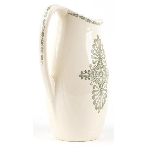 456 - Maison of Longchamp, French Art Nouveau jug transfer printed with stylised floral motifs, 35.5cm hig... 