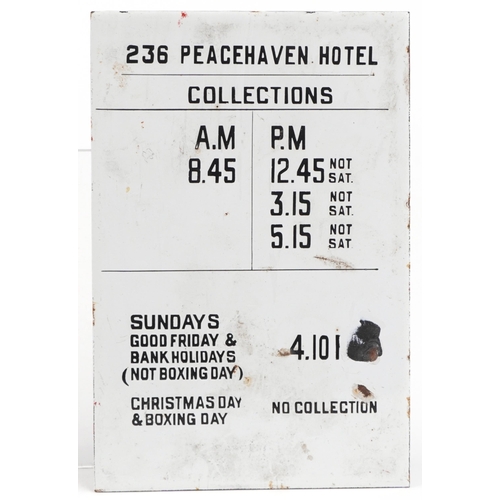 546 - Vintage local interest 236 Peacehaven Hotel Collections enamel advertising sign, 21cm x 14cm