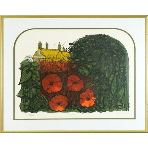 58 - Robert Tavener - Country Garden, artist's proof pencil signed screen print, mounted, framed and glaz... 