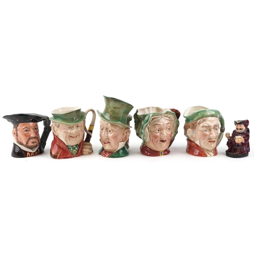 1518 - Six Beswick and Doulton character jugs including Scrooge and Henry VIII, the largest 23cm high