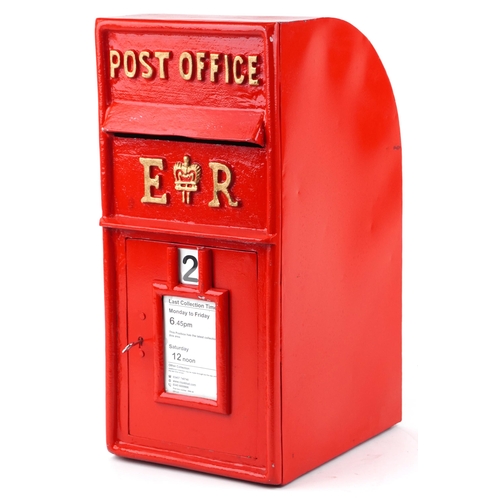 1036 - Elizabeth II red painted postbox, 64.5cm high