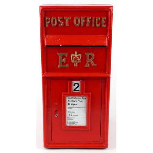 1036 - Elizabeth II red painted postbox, 64.5cm high