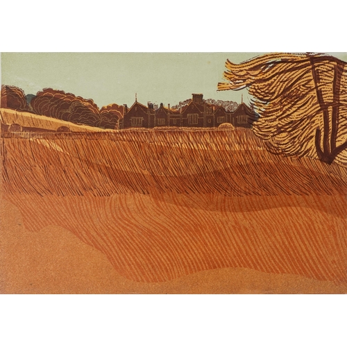 528 - Robert Tavener - Dillington and Cornfield, pencil signed screen print, limited edition 3/15, unframe... 