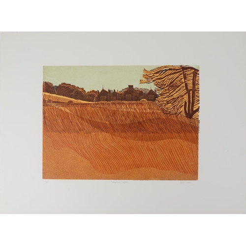 528 - Robert Tavener - Dillington and Cornfield, pencil signed screen print, limited edition 3/15, unframe... 