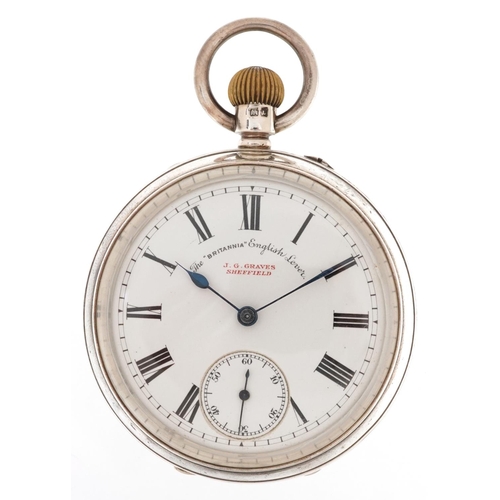 2289 - The Britannia English Lever, Victorian gentlemen's silver keyless open face pocket watch having enam... 