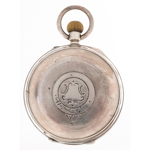 2289 - The Britannia English Lever, Victorian gentlemen's silver keyless open face pocket watch having enam... 