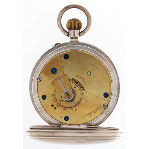 2289 - The Britannia English Lever, Victorian gentlemen's silver keyless open face pocket watch having enam... 