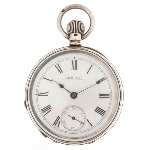 2189 - Waltham Mass, Victorian gentlemen's silver Waltham Mass Riverside keyless open face pocket watch hav... 