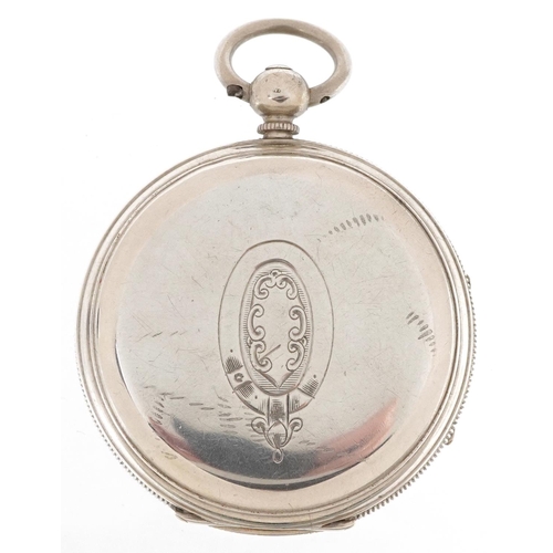 2656 - Victorian gentlemen's silver key wind open face fusee pocket watch having enamelled and subsidiary d... 