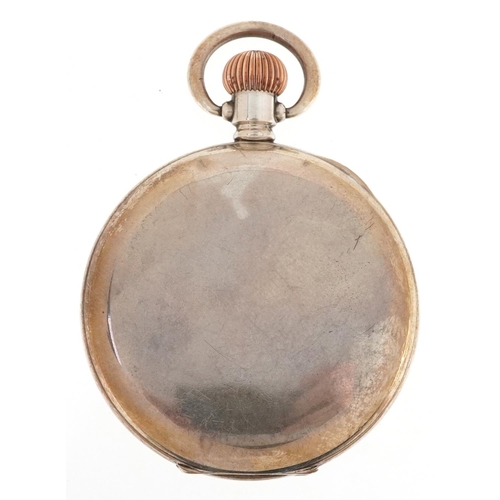 2445 - Cyma, George VI silver gentlemen's keyless half hunter pocket watch having enamelled and subsidiary ... 