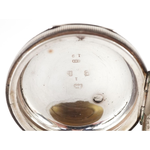 2463 - J H Williams, Edwardian gentlemen's silver key wind open face pocket watch having enamelled and subs... 