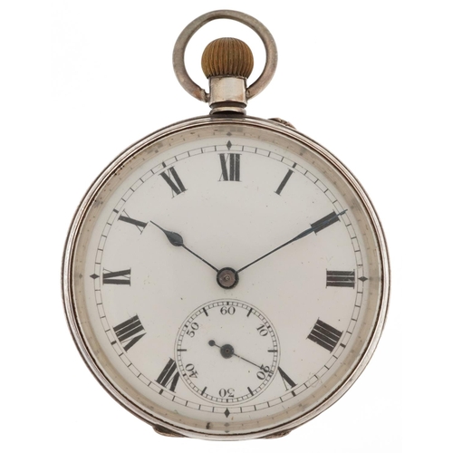 2061 - George V gentlemen's silver keyless open face pocket watch having enamelled and subsidiary dials wit... 