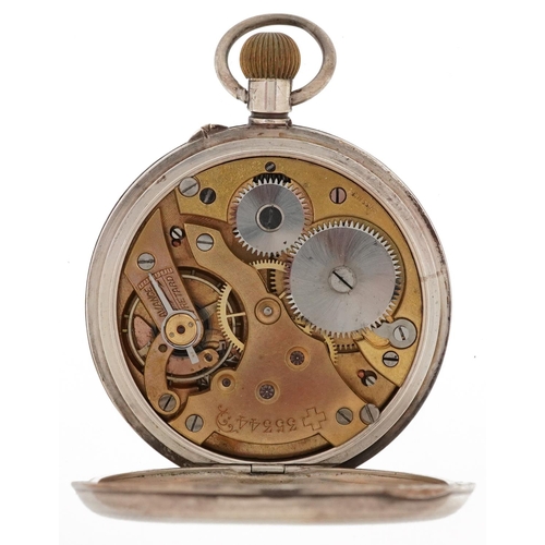 2061 - George V gentlemen's silver keyless open face pocket watch having enamelled and subsidiary dials wit... 