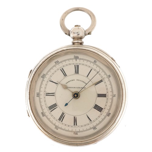 2277 - Victorian gentlemen's silver Centre Seconds chronograph key wind open face pocket watch having ename... 